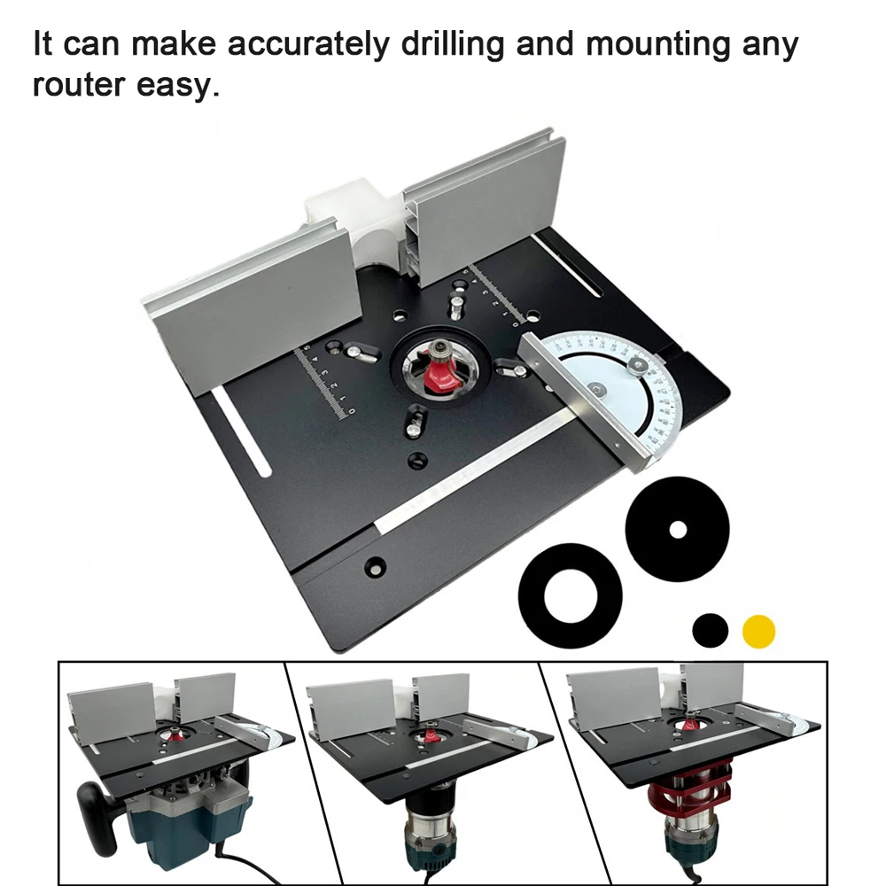 Router Table Insert Plate Aluminum Alloy Wood Milling Flip Board Trimming Machine Engraving Auxiliary Tool Woodworking Benches