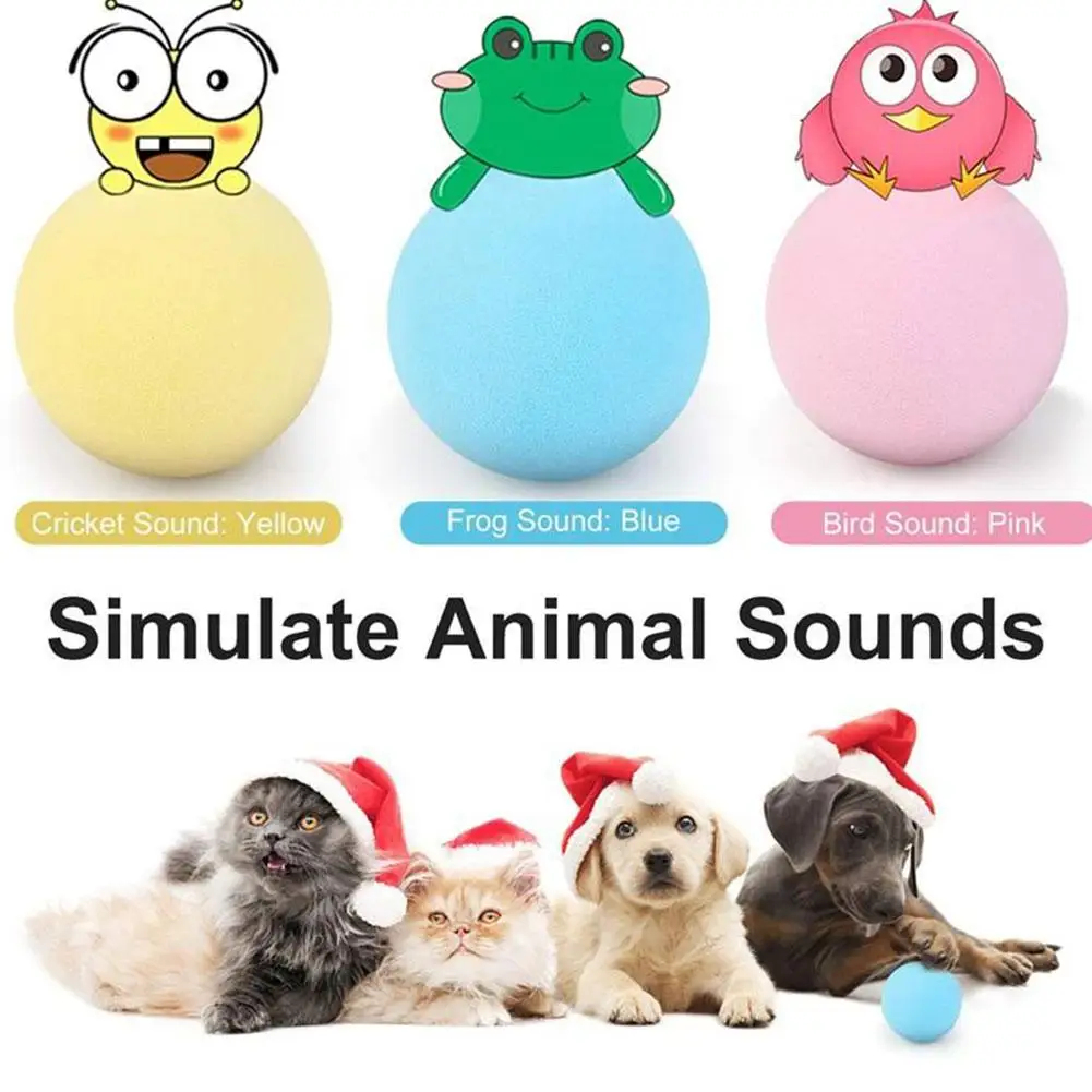 Chirping Cat Toys EVA Automatic Rolling Gravity Sound Interactive Kitten Exercise Toy Animal Toy Cat Catnip Ball Lifelike S M2O6