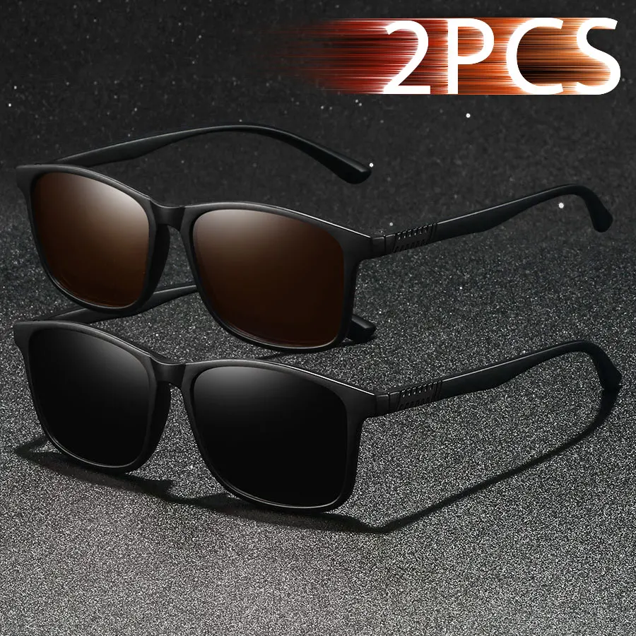 2 Stück Modische Vintage Quadratische Sonnenbrillen für Männer und Frauen, Luxus-Markendesigner-Sonnenbrillen für Autofahren und Angeln, Retro-Eyewear
