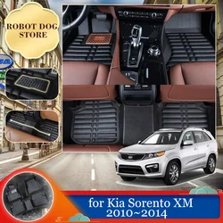 Car Leather Floor Mat for Kia Sorento XM 2010~2014 2011 2012 Foot Interior Liner Waterproof Carpet Pad Custom Rug Accessories