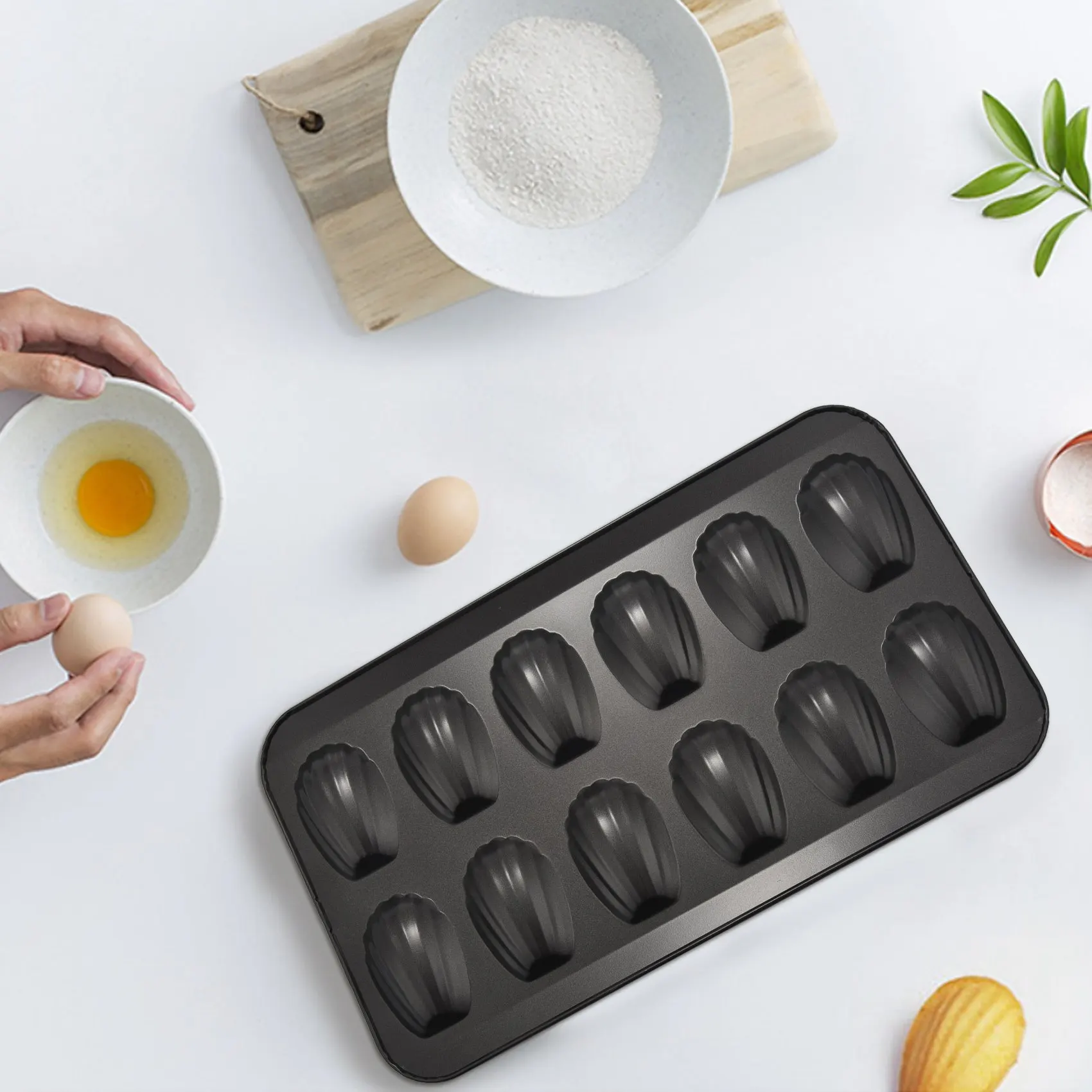 2 Packs Non-Stick Madeleine Pot Baking Mold 12 with Shell Cake Baking Tray Chocolate Non-Stick Baking Tray Used for Oven Baki