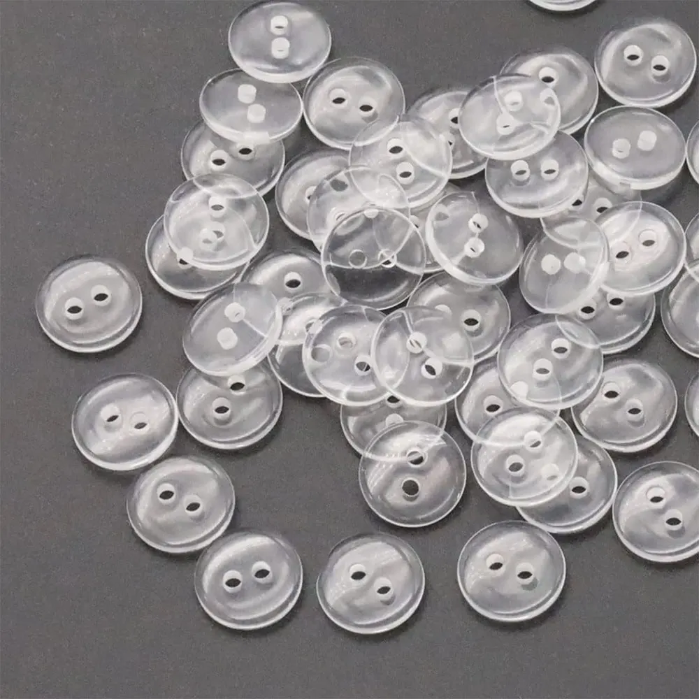 9/15/18mm Transparente Kunststoff Harz Nähen Knöpfe Scrapbooking Runde Lucency Zwei Löcher Botton Klar Handgemachte Accessoires
