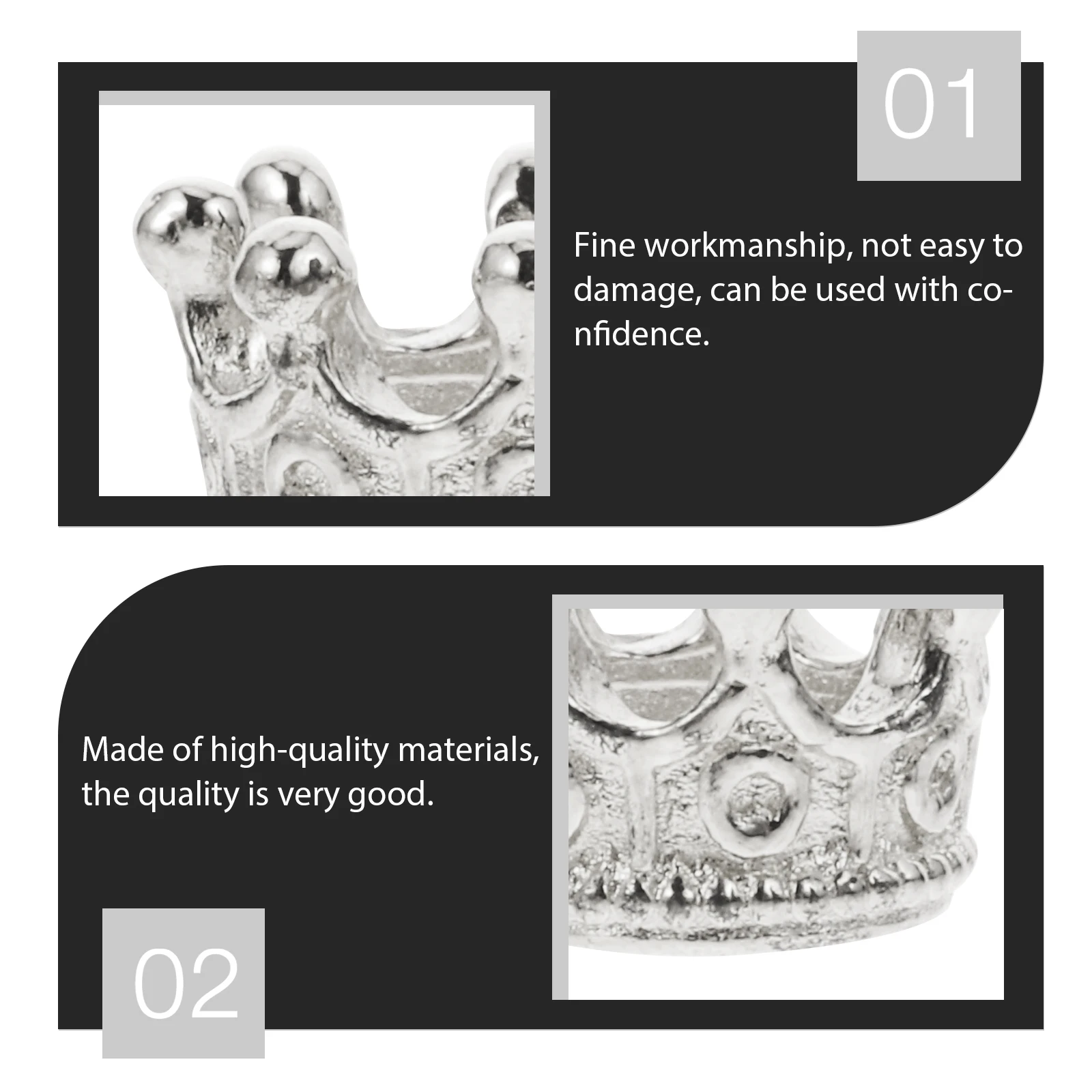 

50 pcs Mini Crown Jewelry Accessories Fashionable Alloy DIY Necklace Bracelet Supplies Safely Rounded Corners