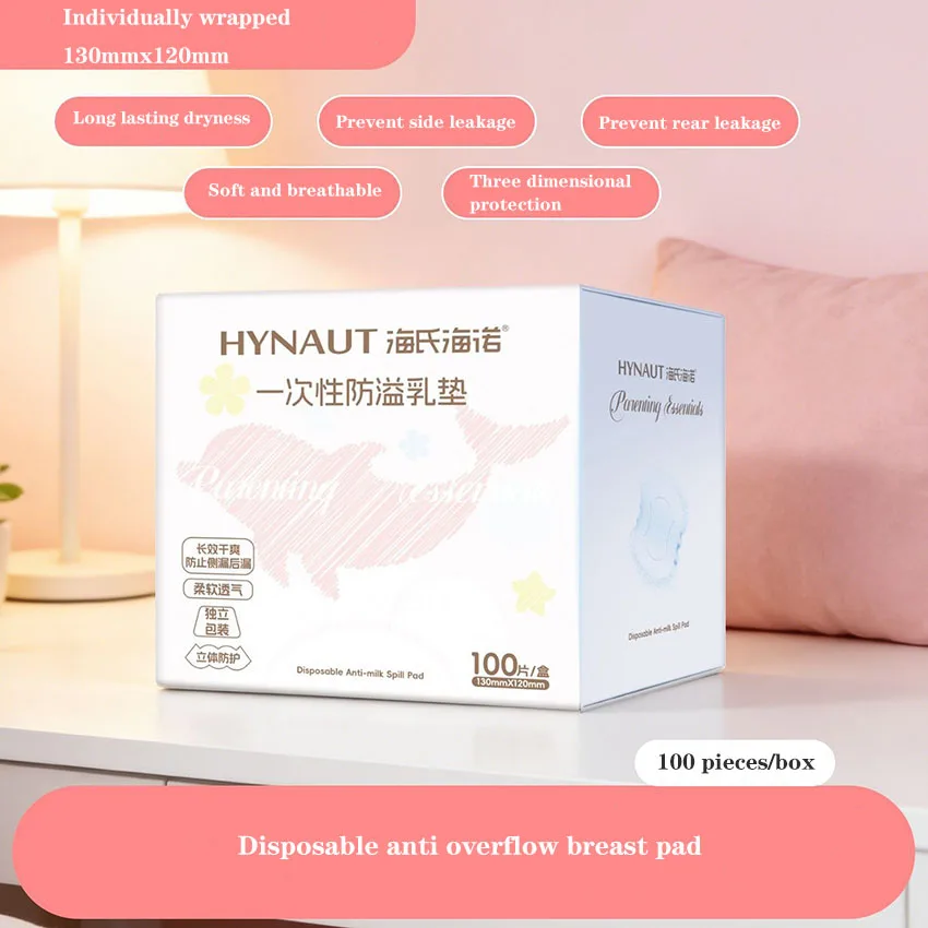 100 Pieces/box Disposable Breast Milk Pads for Long-lasting Dryness Leak-proof Breathable and Individually Wrapped for Lactation