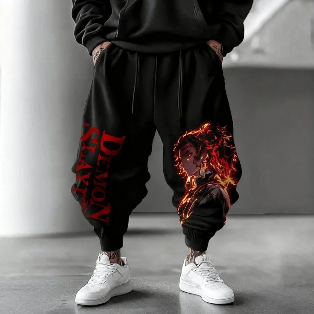 للجنسين شيطان القاتل أنيمي Sweatpants الرجال النساء الشارع الشهير فضفاض سراويل تقليدية الهيب هوب رياضية الصالة الرياضية السراويل الصيف الخريف الاتجاه