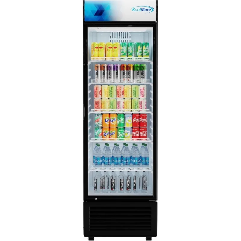 

KM-MDR-1GD-15C 26 in. Commercial Glass Door Merchandiser Refrigerator with LED Lights, 15 cu. ft. in Black, ETL Listed