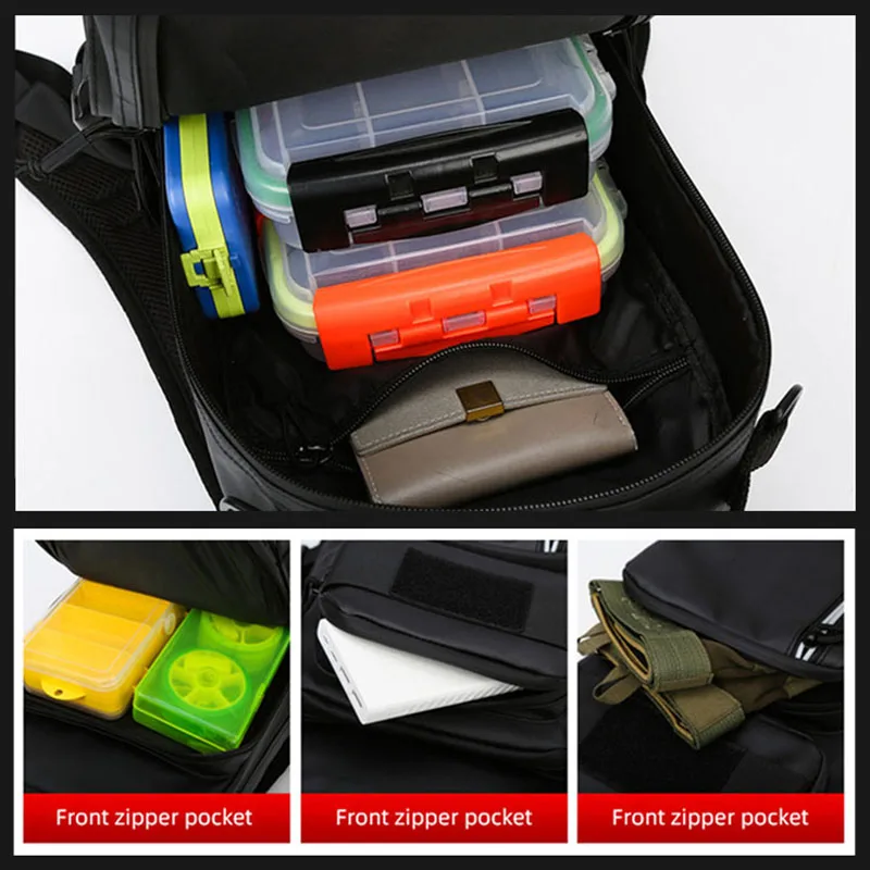 Fishing Lure Bag Men Waterproof Molle Fishing Rod Box Backpack Multi-functional Outdoor Travel Hiking Camping Shoulder Backpack