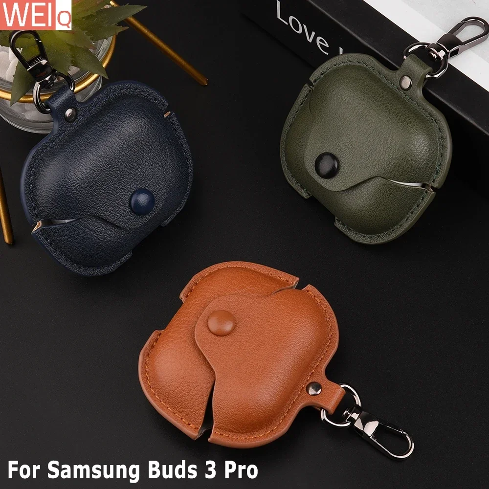 For Samsung Buds 3 Pro Case Business Leather Earphone Cases For Samsung Galaxy Buds3 Pro Buzz 3 Pro Cover Headphone Sleeve Funda