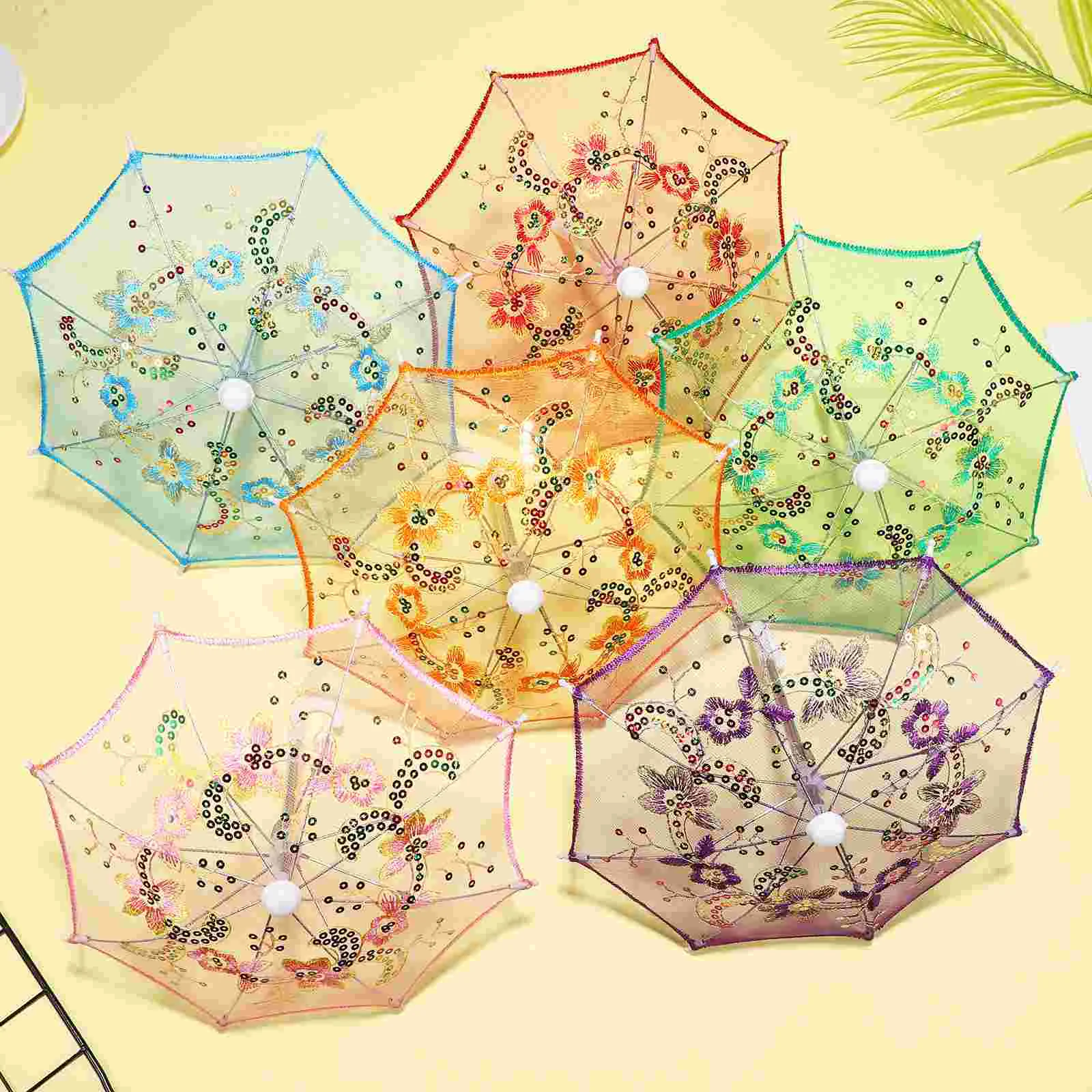 6 Pcs Prop Mini Lace Decorative Umbrella Bouquet Umbrellas For Decorations Miss Photo Ornaments