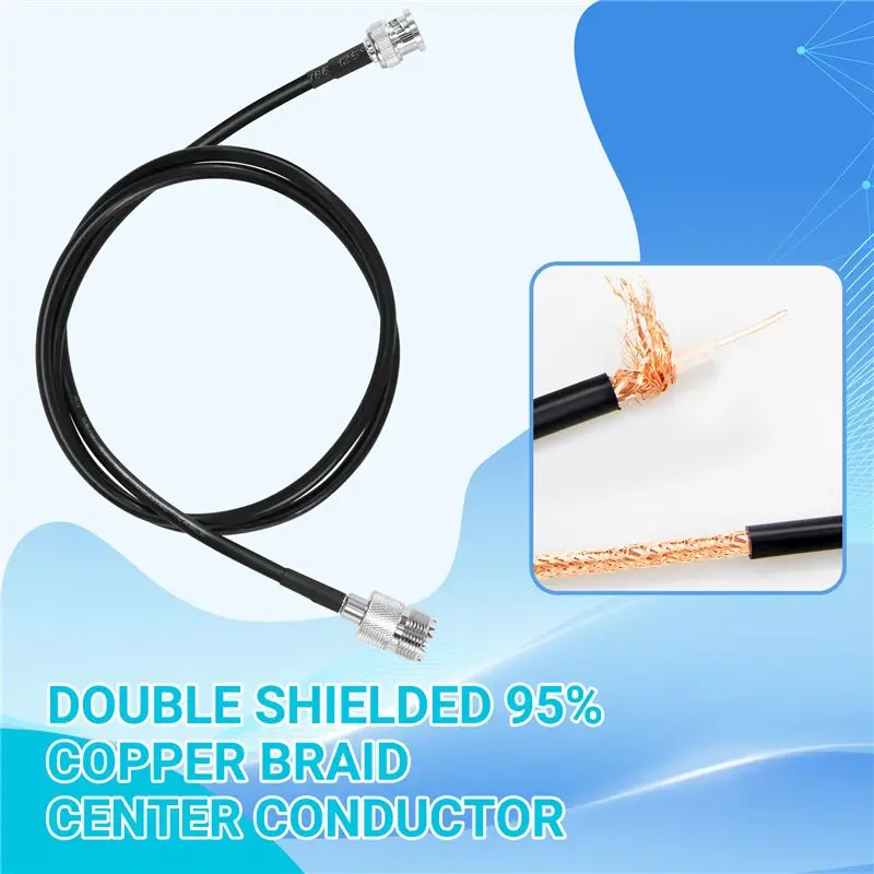 Leading-RF UHF VHF Radio Coaxial Antenna Cable BNC Male To UHF SO239 RG-58U MILSPEC Coax Mobile To Base Antenna 3 Ft view 5
