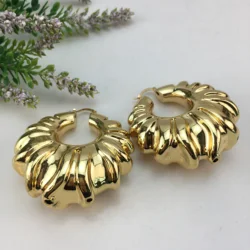 EMMA Fashion Classic Drop Women Trendy Gold Plated Earrings Brass Girls Chunky Oversize Golden Hoop Earrings