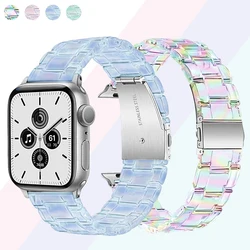 Colorful Transparent Band for Apple Watch 38mm 40mm 42mm 44mm Clear Strap for iWatch 7 6 5 se 4 3 2 1 41mm 45mm Women Bracelet