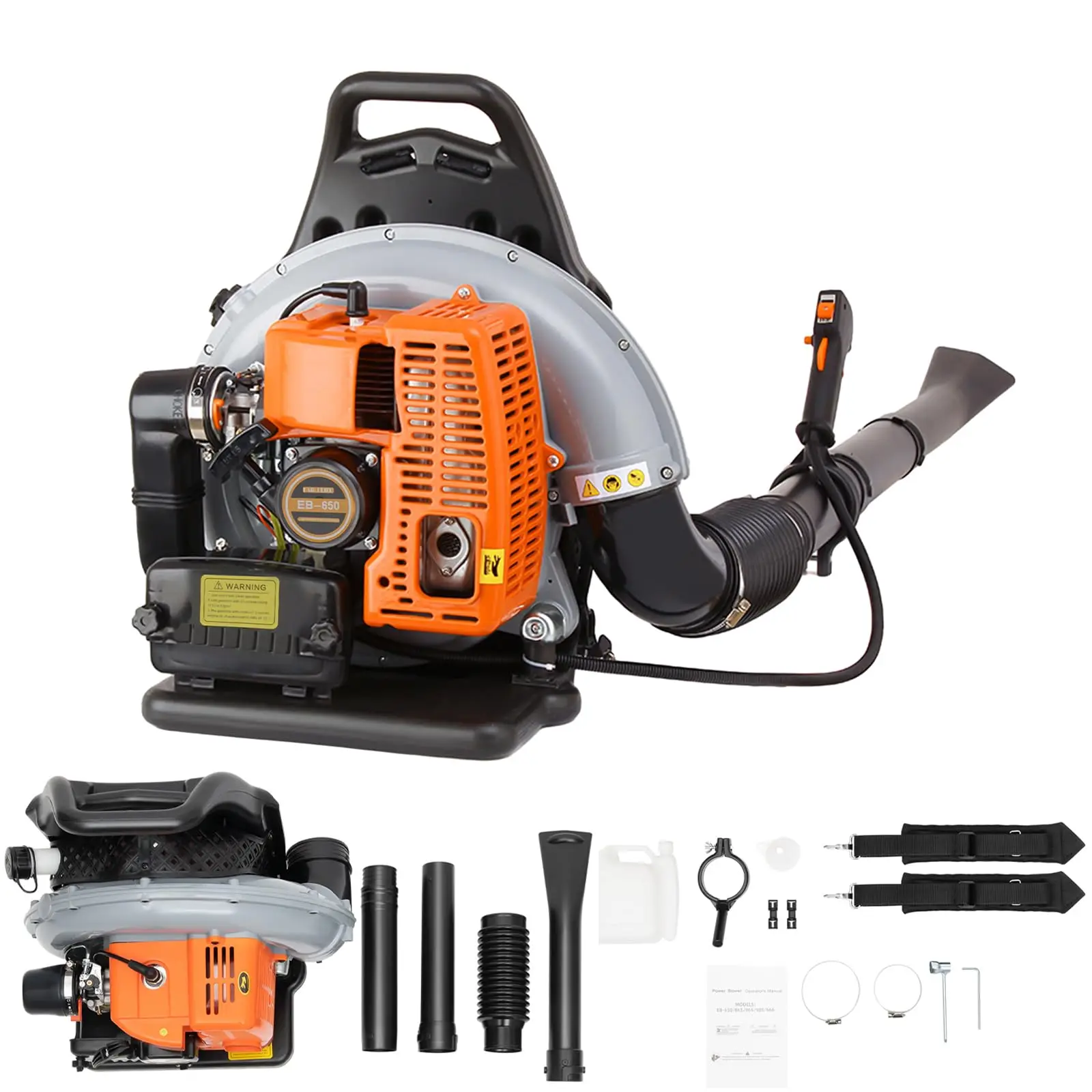 

New 63CC 2-Stroke Backpack Gas Leaf Blower, 4.3HP, 850CFM Commercial Use for Road Sweeping, Including Leaf and Snow Clearance