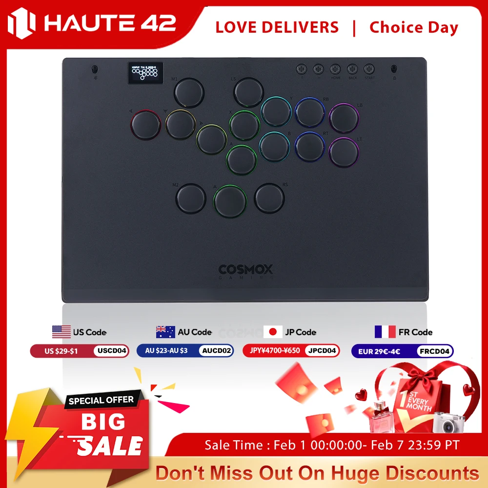 

Haute42 M-Ultra Aluminium Alloy Hitbox Leverless Controller For PC/PS4/PS5/Switch Stickless Hitbox Fightstick Arcade Stick