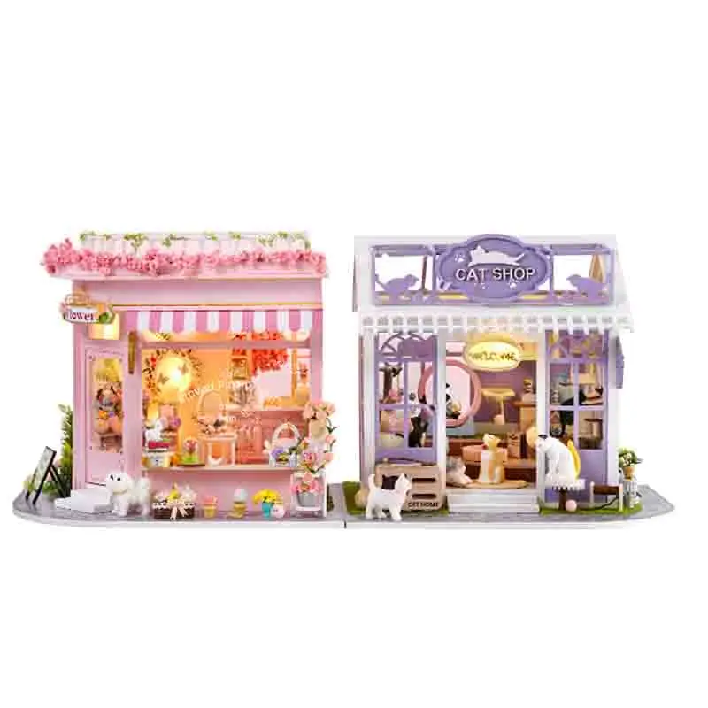 

DIY Mini House Puzzle Toy 3D Wooden Assembly Cat Playground Colorful Flower Shop Handmade Fun Educational Toy from Mainland Chin