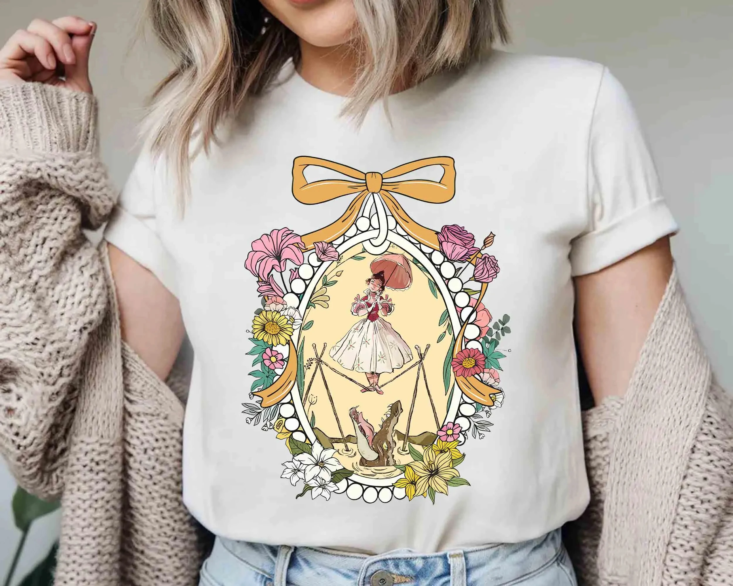 

Новинка лета 2025 года, женская обтягивающая рубашка с цветочным принтом в стиле ретро с бантом для девочек, футболка с круглым вырезом из чистого хлопка «Duch House», большой размер