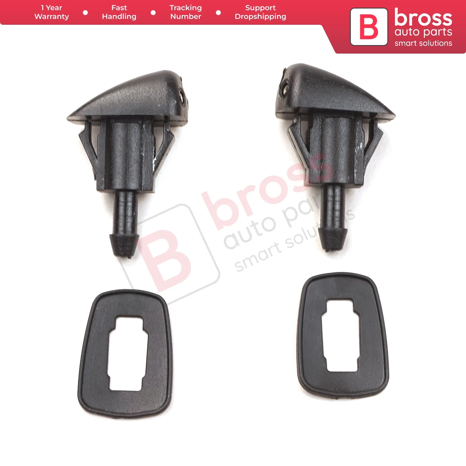 Bross Auto Parts BSP797 2 Pcs Windscreen Water Washer Nozzle Spray Jets 98630-YY000 for Hyundai Kia Fast Shipment Made in Turkey