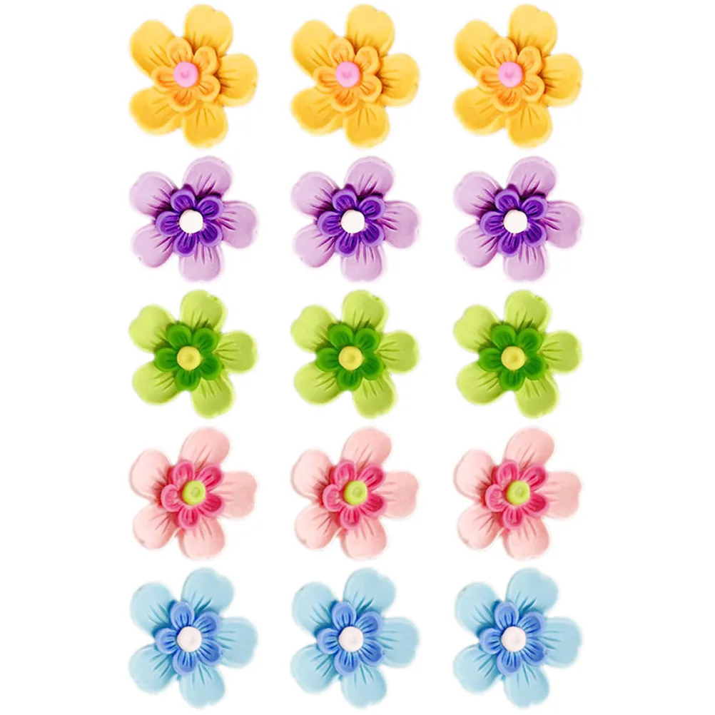 15pcs Small Flower Thumbtacks Multi-Function Push Pins For Map Markers Home Office Decoration Cork Board Accessories Compact