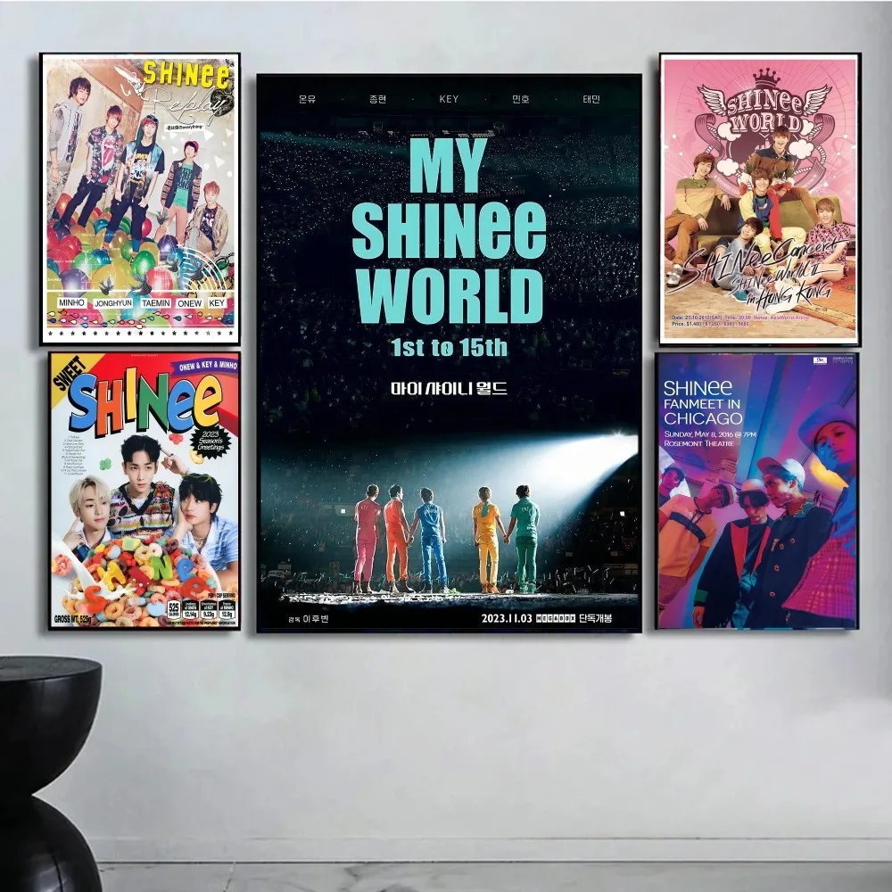 Kpop Korean Boys SHINee Poster Sticky Posters Retro Kraft Paper Sticker DIY Room Bar Cafe Aesthetic Art Wall Painting - view 2