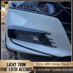 Gloss Black Fog Light Lamp Cover Trim Garnish Kit for 2018-2020 Honda Accord 10TH Gen Tuning Custom Body Kits Spoiler Splitter