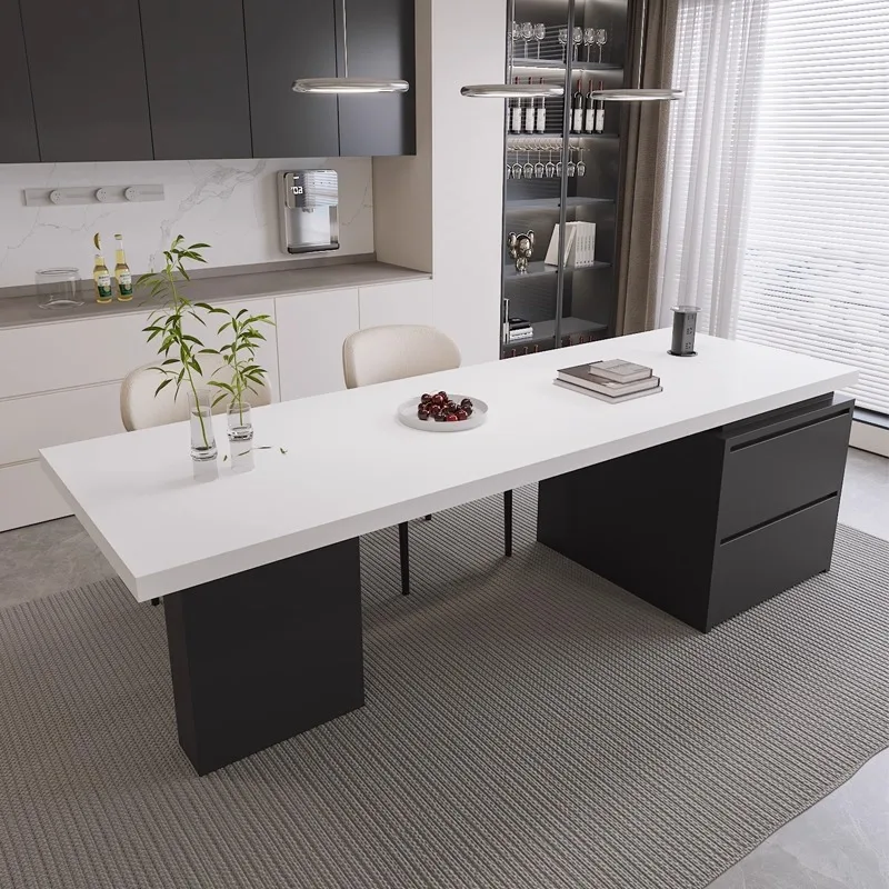

Island dining table integrated, retractable dining table, household multi-functional bar with storage, Italian minimalist rock