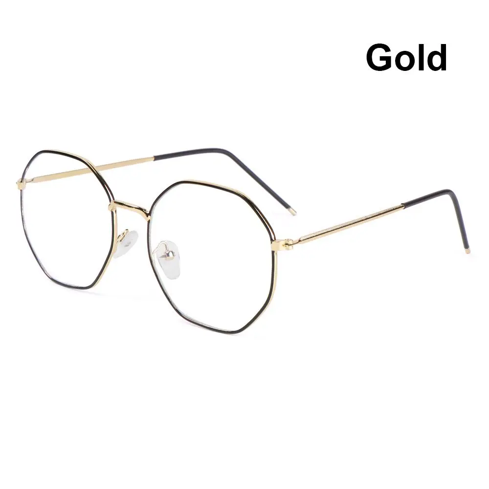 

Women Men Polygon Vintage Eye Protection Anti-Blue Light Eyeglasses Ultra Light Frame Metal Glasses