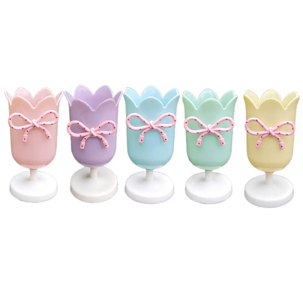 INS Plastic Pen Holder Tulips Shape Desktop Organizer Makeup Brush Holder Storage Tank Cup Students