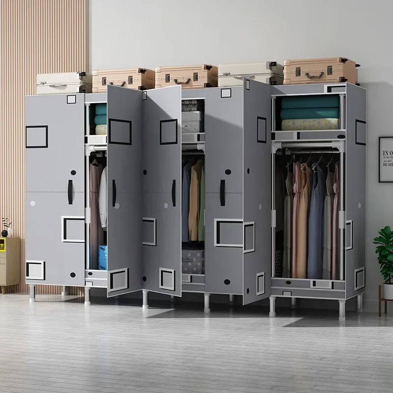 

'Biggest Assemble DIY Portable Hanging Closet Wardrobe Organizer Bedroom Furniture 5 Doors Metal Frame Clothes Closets