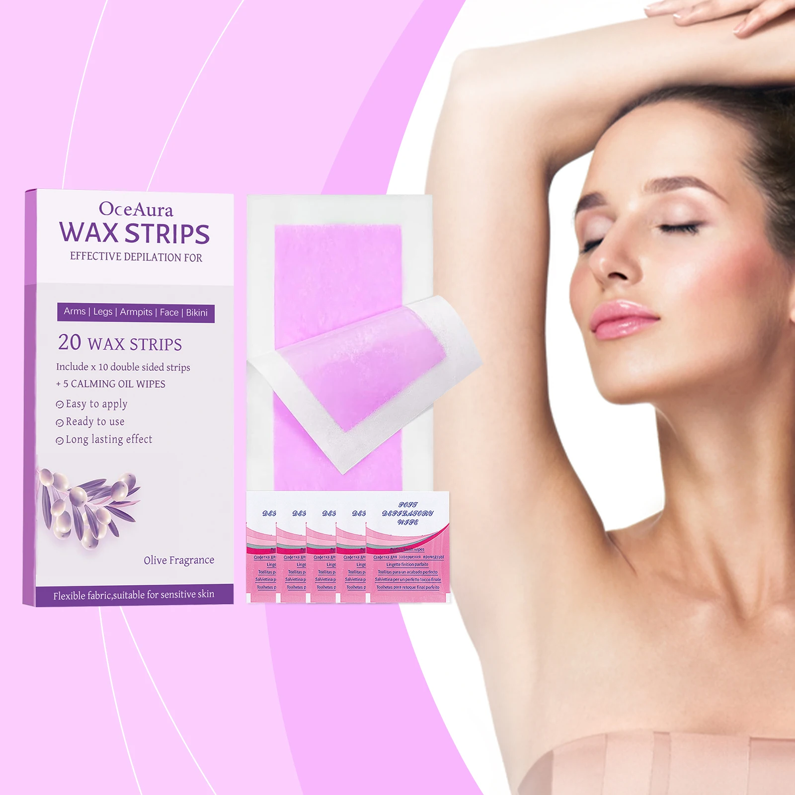 

Face & Body Hair Removal Strips - Gentle Wax Formula, Nourishes Skin, Leaves Smooth Skin, Daily Hair Removal Care, Easy Peel