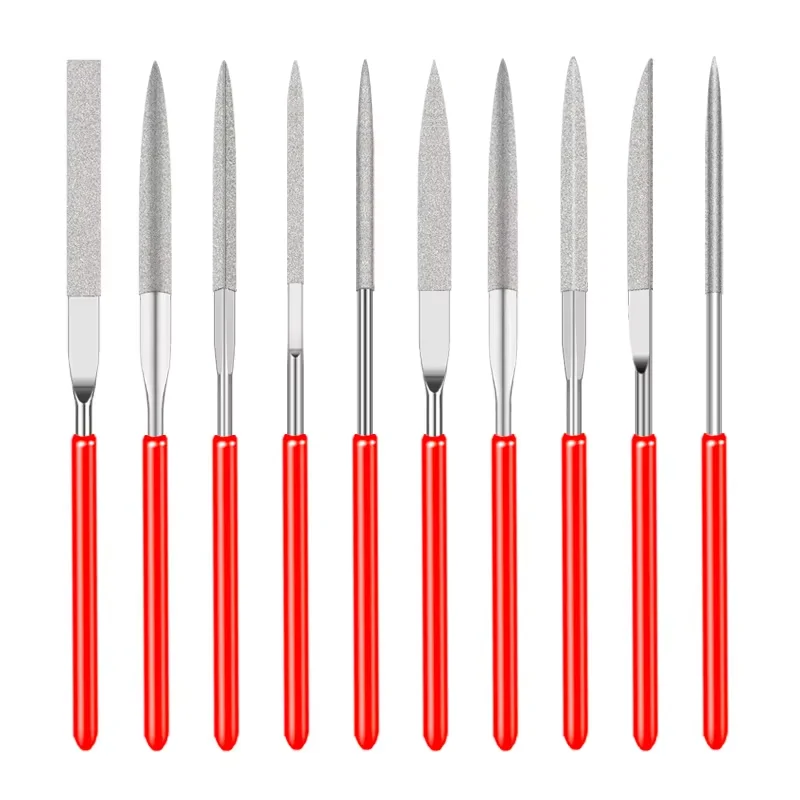 10Pcs Diamond Needle File Set 3x140mm Mini Needle File Kit F
