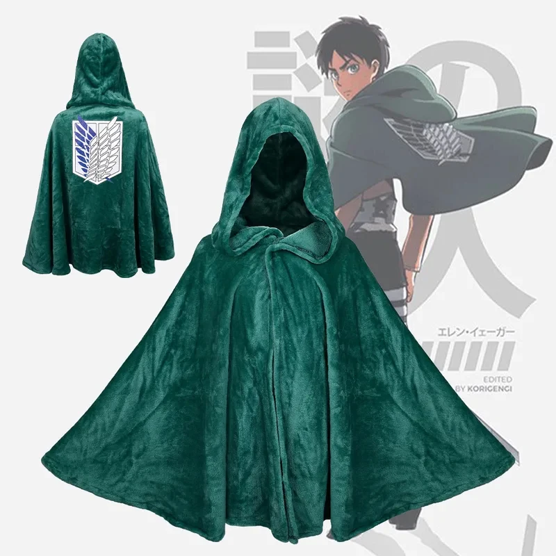 アニメ「進撃の巨人」グリーンマント自由の翼フランフード付きケープカーニバルハロウィンコスチュームgf-9