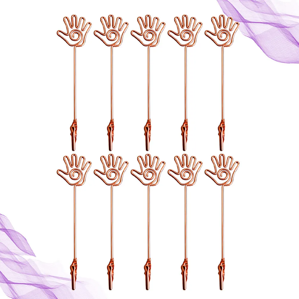 10Pcs Rose Gold Double End Memo Holder Clips Photo Table Number Holders Paper Card Display Wedding Party Supplies