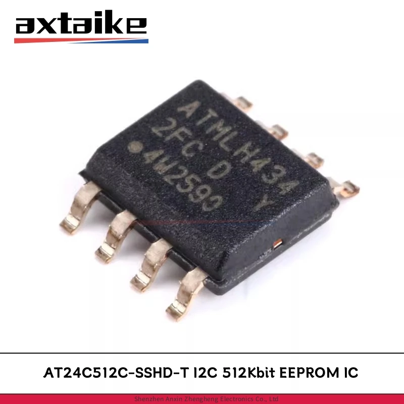 10PCS AT24C512C-SSHD-T 2FC SOP-8 I2C 512Kbit 1MHz 2.5V~5.5V EEPROM SMD 2C-Compatiable (2-wire) Serial AT24C512 24C512 IC