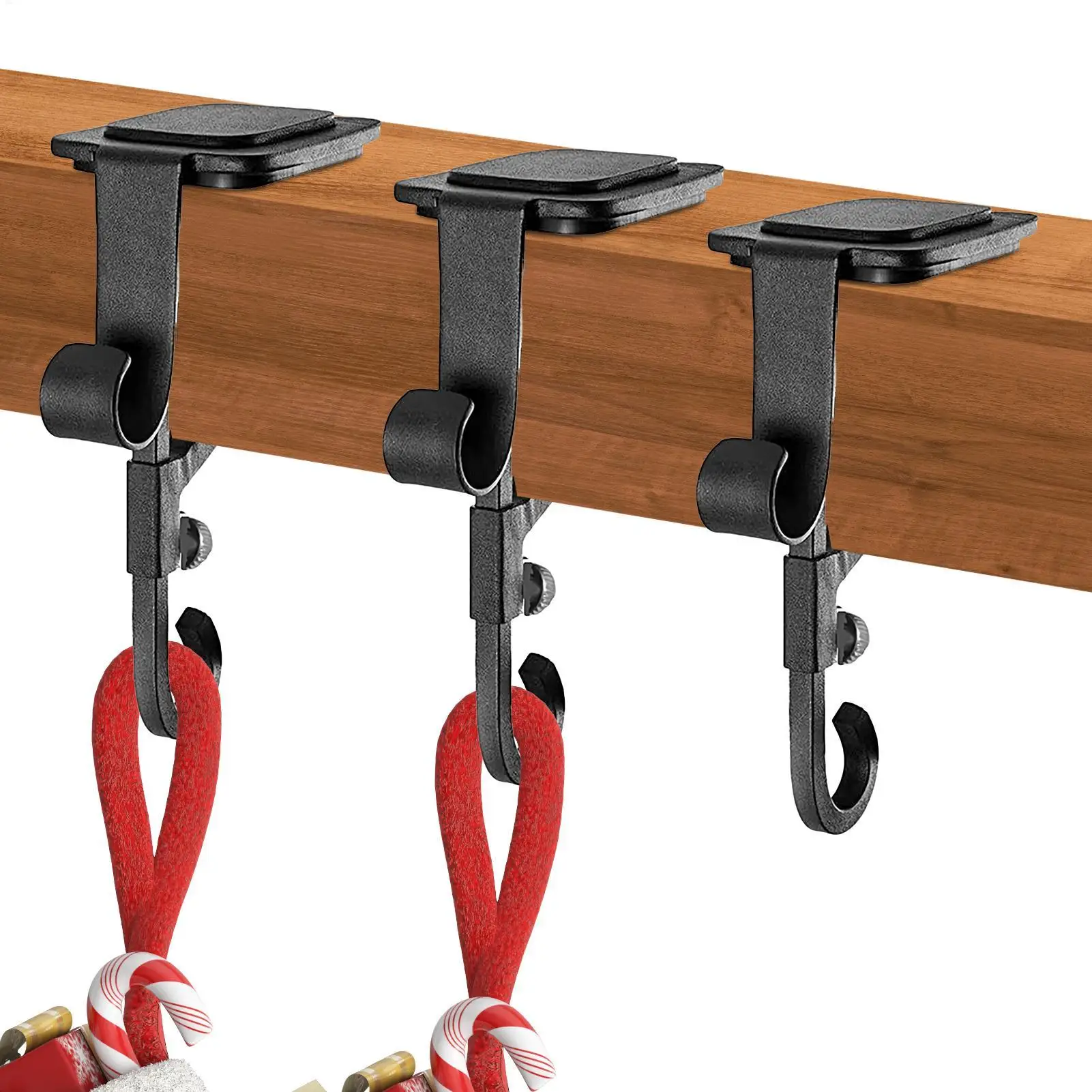 

Christmas Stocking Holder Fireplace Garland Hanger 3 Pieces Adjustable Stocking Display Holder for Christmas Wreath Vine Desk