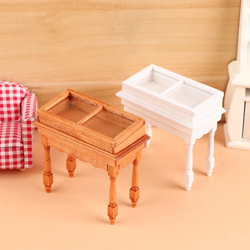 1:12 Dollhouse Miniature Counter Clamshell Jewelry Display Cabinet Showcase Storage Cabinet Furniture Doll House Scene Decor Toy