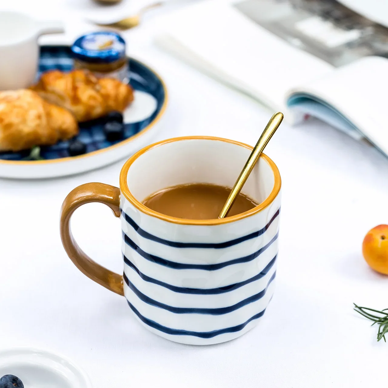 350ml Japanese Ceramic Mug Coffee Cup Underglaze Office Home Milk Bumpy Surface Handgrip Microwave Safe