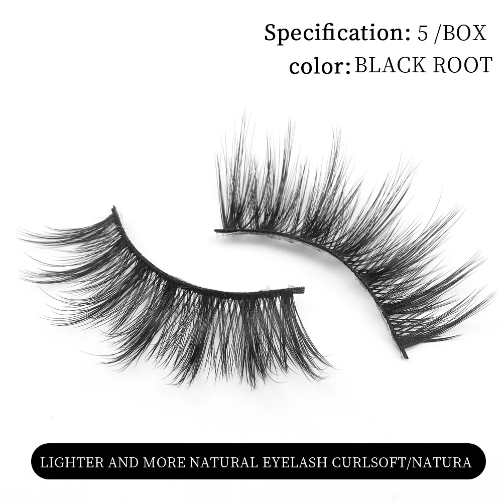 QSTY 5 Pairs 3D Mink Hair False Eyelashes Thick Curled Full Strip Lashes Eyelash Extension Fashion Women Eyes Makeup