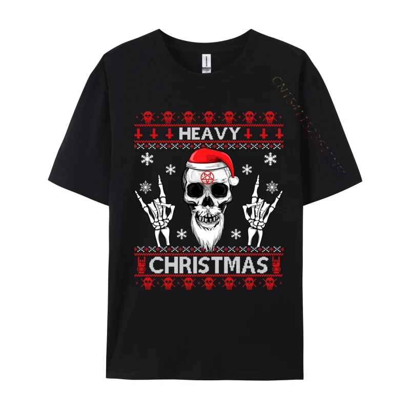 

Heavy Christmas Devil Horns Skull Santa Hat Ugly Sweater Sweatshirt T-Shirts Classic T-Shirt Hip Hop Tops T Shirt