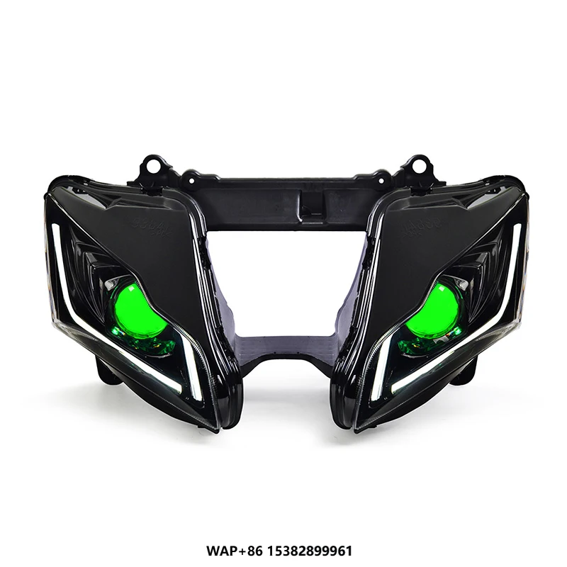 

2016-2020 Ninja ZX10R ZX 10R Full LED Front Headlight Assembly Optical Fiber Blue DRL Headlamp for Motorcycles US Stock