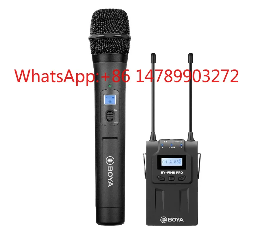 Micrófono Inalámbrico UHF de Doble Canal BOYA BY-WM8 PRO-K3 con Receptor de Mano para Entrevistas