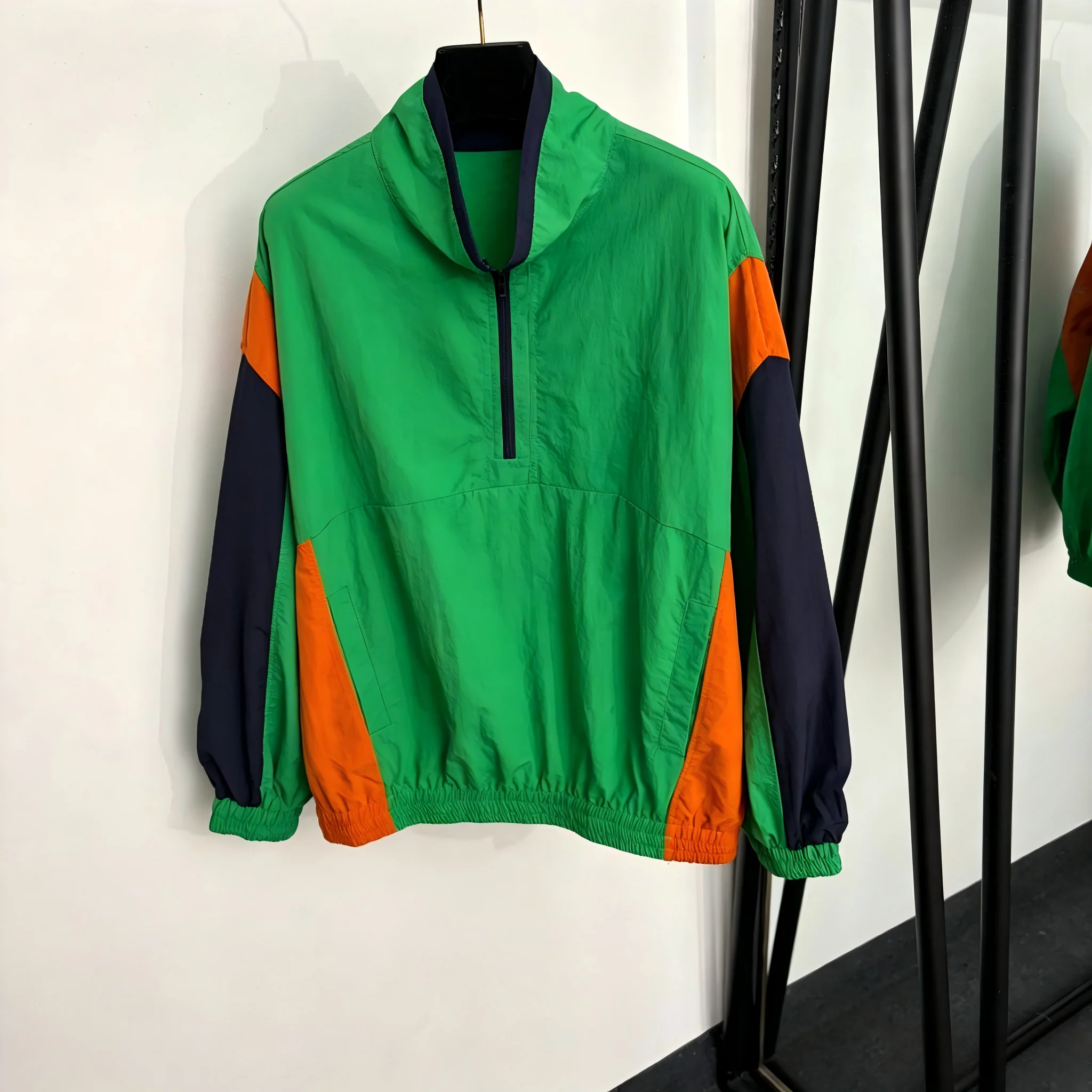 2026 high-quality women's contrasting color half zipper stand up collar jacket--hb721