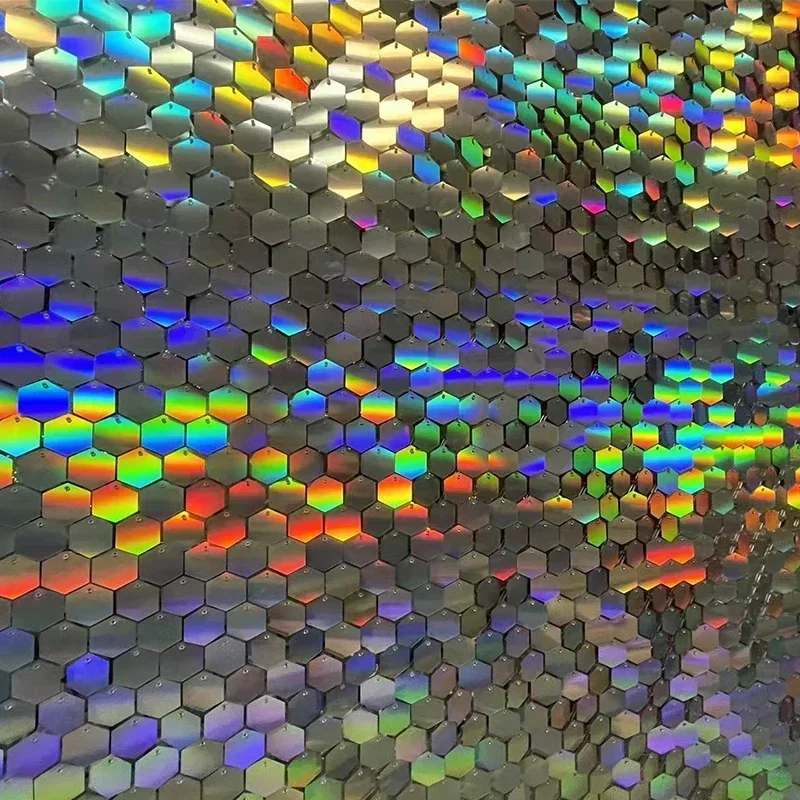 12/16/18 Stück sechseckige Pailletten-Hintergrundplatten für Hochzeit, Geburtstag, Party, Hintergrund, Wanddekoration, schimmernder Hintergrund, Vorhang, 30 x 30 cm – Detail 14