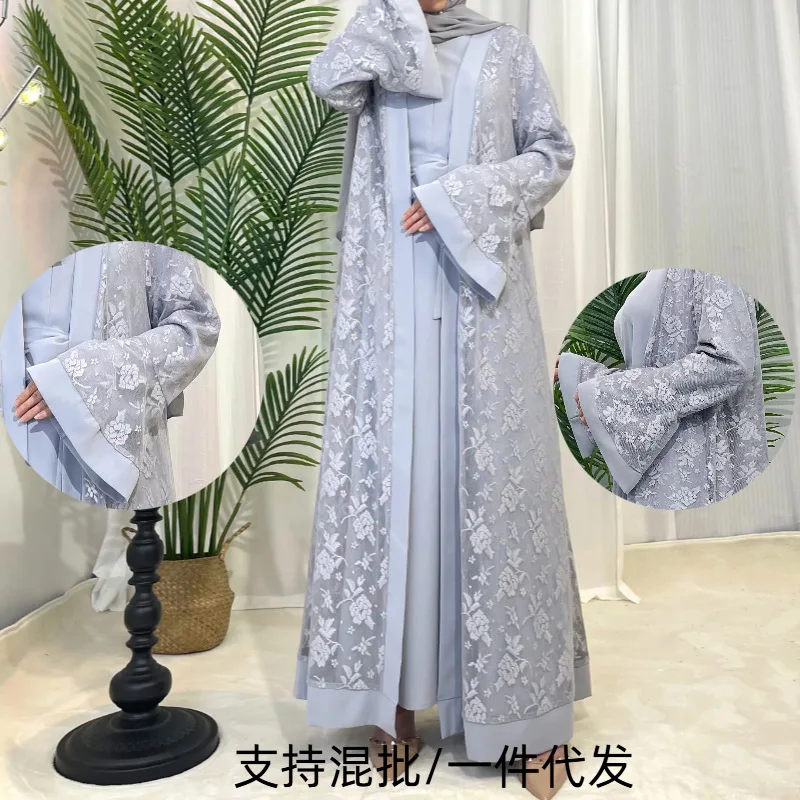 

2026 Spring Summer Women's Modest Lace Maxi Dress Evening Gown Elegant Robe Outfit Clothing