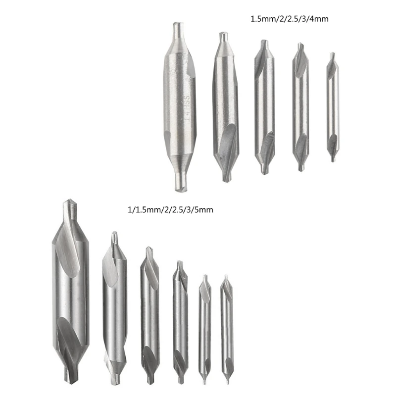 

5/6Pcs Center Drill Bits Set High Speed Steel Drill Bits Set 1/1.5/2/2.5/3/4/5mm Wear Resistant Countersink Lathe Bit