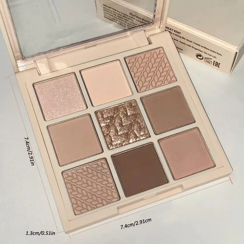 Luxurious 9 color eyeshadow palette - Velvet matte and shimmer effect, durable waterproof, berry, brown and nude tones