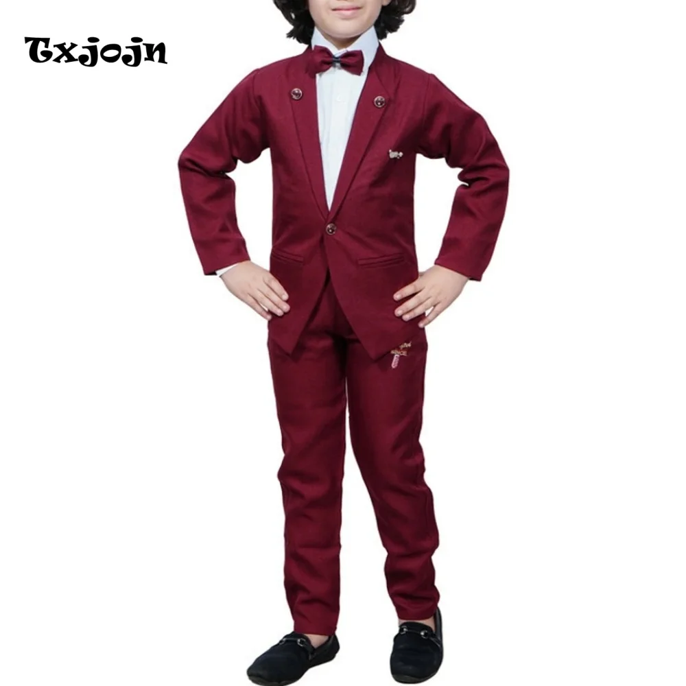 Elegant Boys Suit 2-piece (Jacket Pants) Wedding Tuxedos Pointed Collar Single Button Custom Blazer Pants for Formal Events