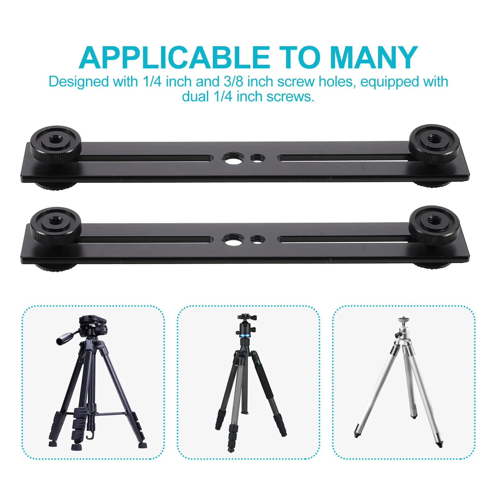 

2pcs Flash Bracket Adjustable Dual Camera Mount 1/4 Inch 3/8 Inch Screw Holes Anti-Slip Rubber Pad Hot Shoe Extension Bar For