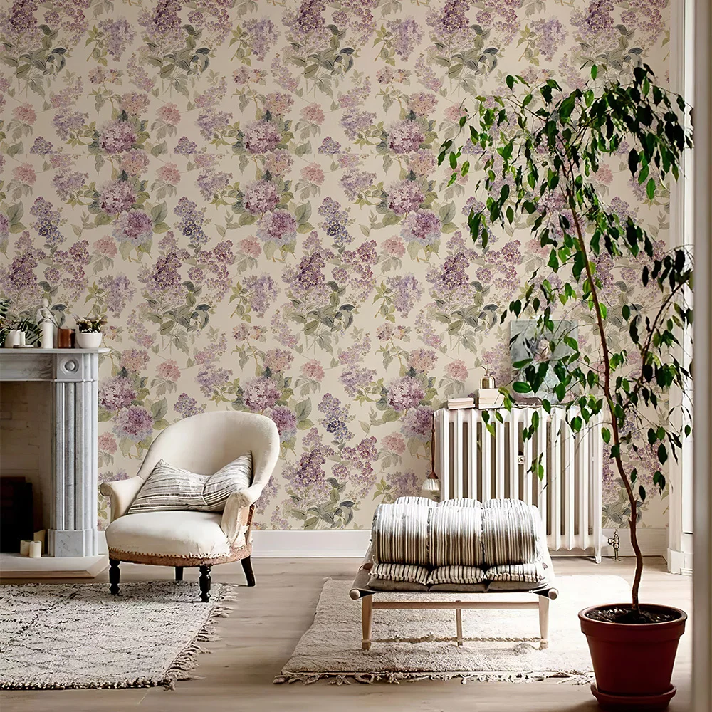 

Обои с фиолетовым цветком, самоклеящиеся водонепроницаемые наклейки на стену, съемные обои для мебели из ПВХ, шкафа, украшение для комнаты и дома