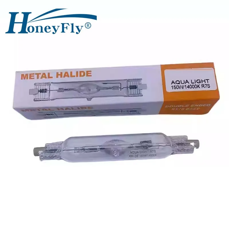 

Металлогалогенная лампа HoneyFly 150 Вт 14000 К/20000 К R7S Двусторонняя металлическая галогенная лампа накаливания Прожекторы Кварцевая трубка для аквариума