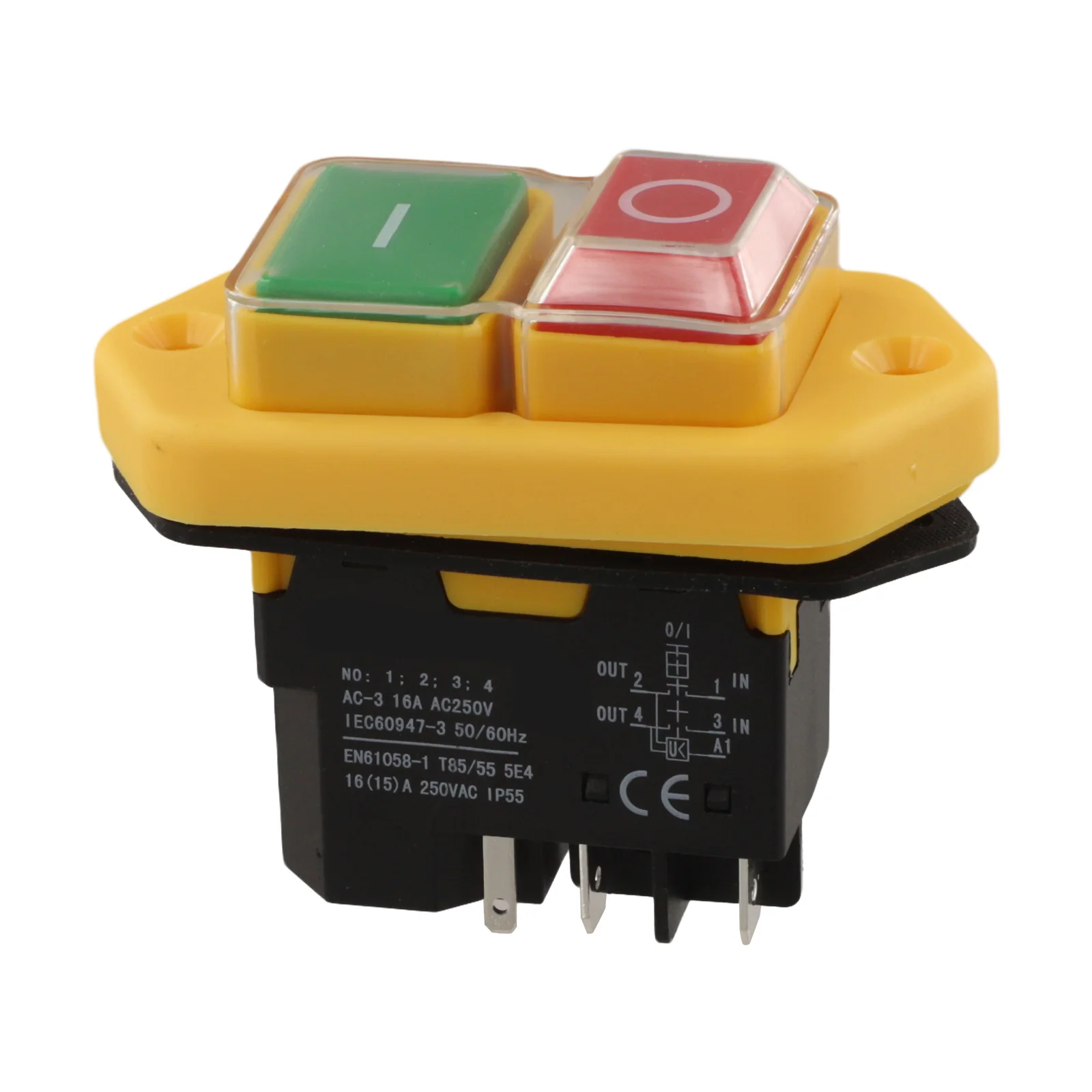 KlD-28A 5 Pin Push Button Switch 250V 16A Self Locking Red Green For Power Tool Motor Control Industrial Electrical Equipment